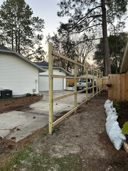 framing for 8 foot fence design.